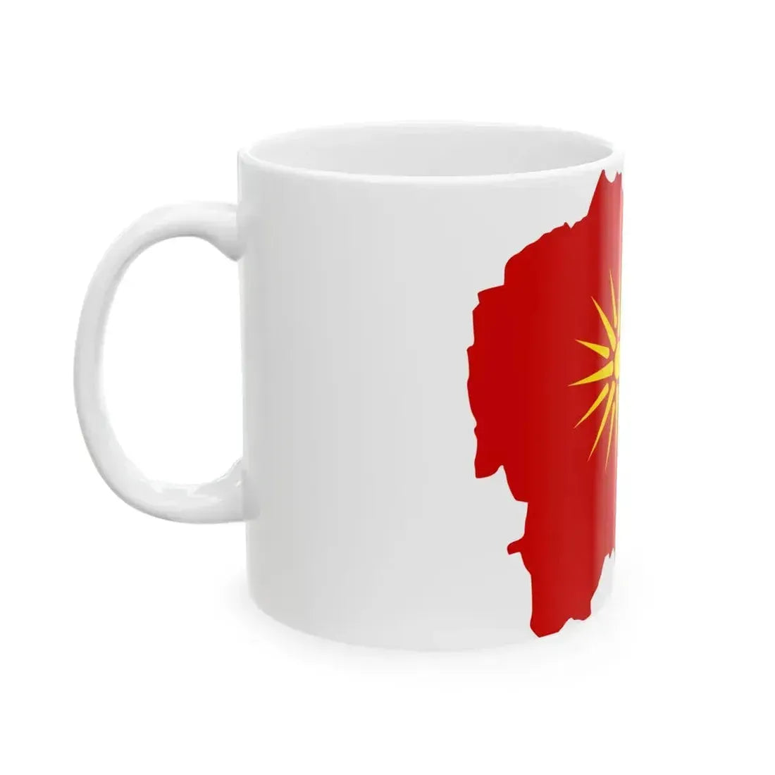 Flag map of Macedonia with Vergina Sun (North Macedonia) White Coffee Mug - Go Mug Yourself