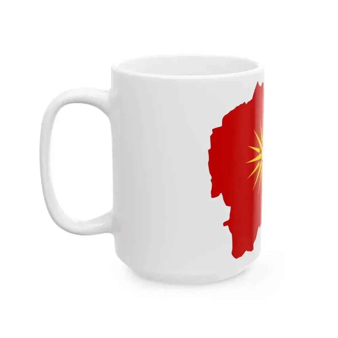 Flag map of Macedonia with Vergina Sun (North Macedonia) White Coffee Mug - Go Mug Yourself