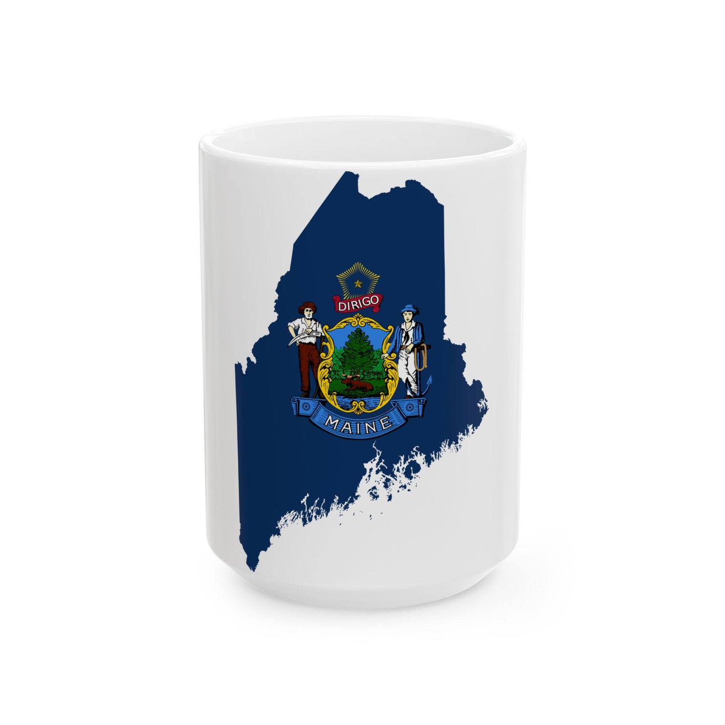 Flag map of Maine (United States) White Coffee Mug-15oz-Go Mug Yourself