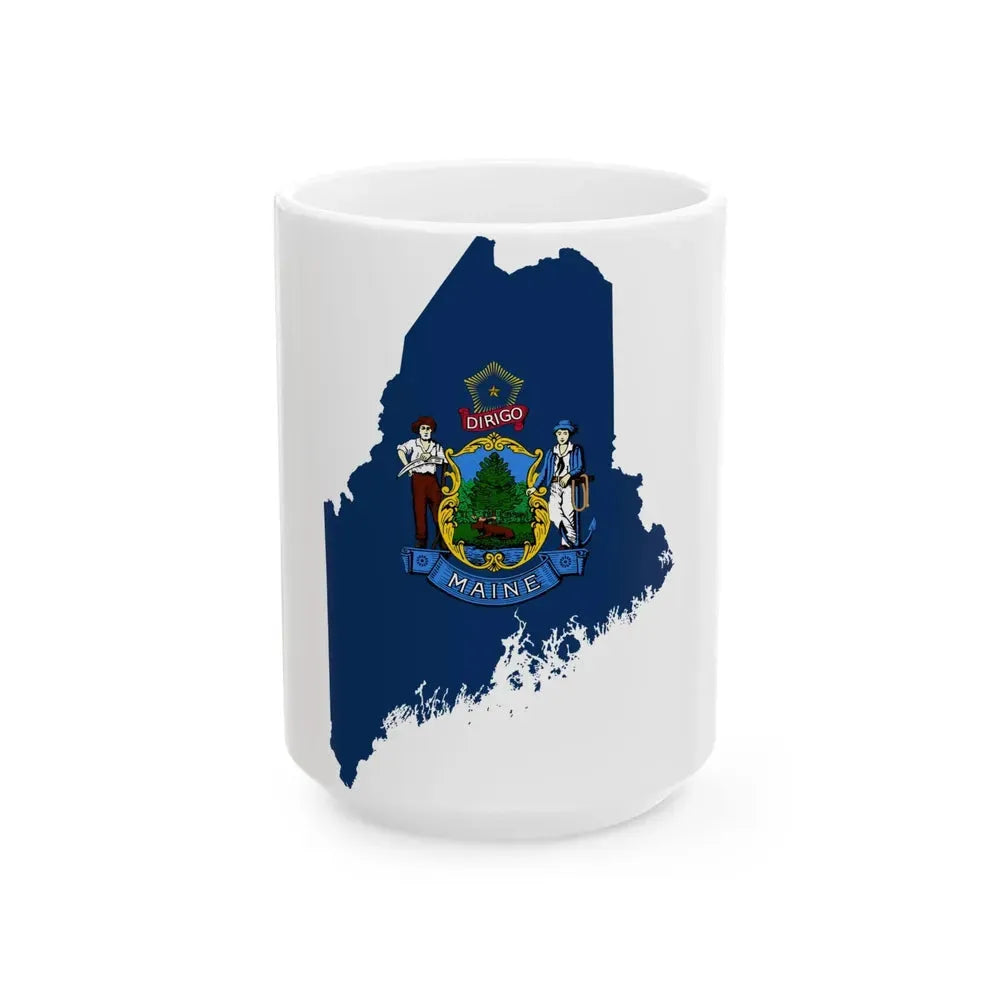 Flag map of Maine (United States) White Coffee Mug 15oz - Go Mug Yourself