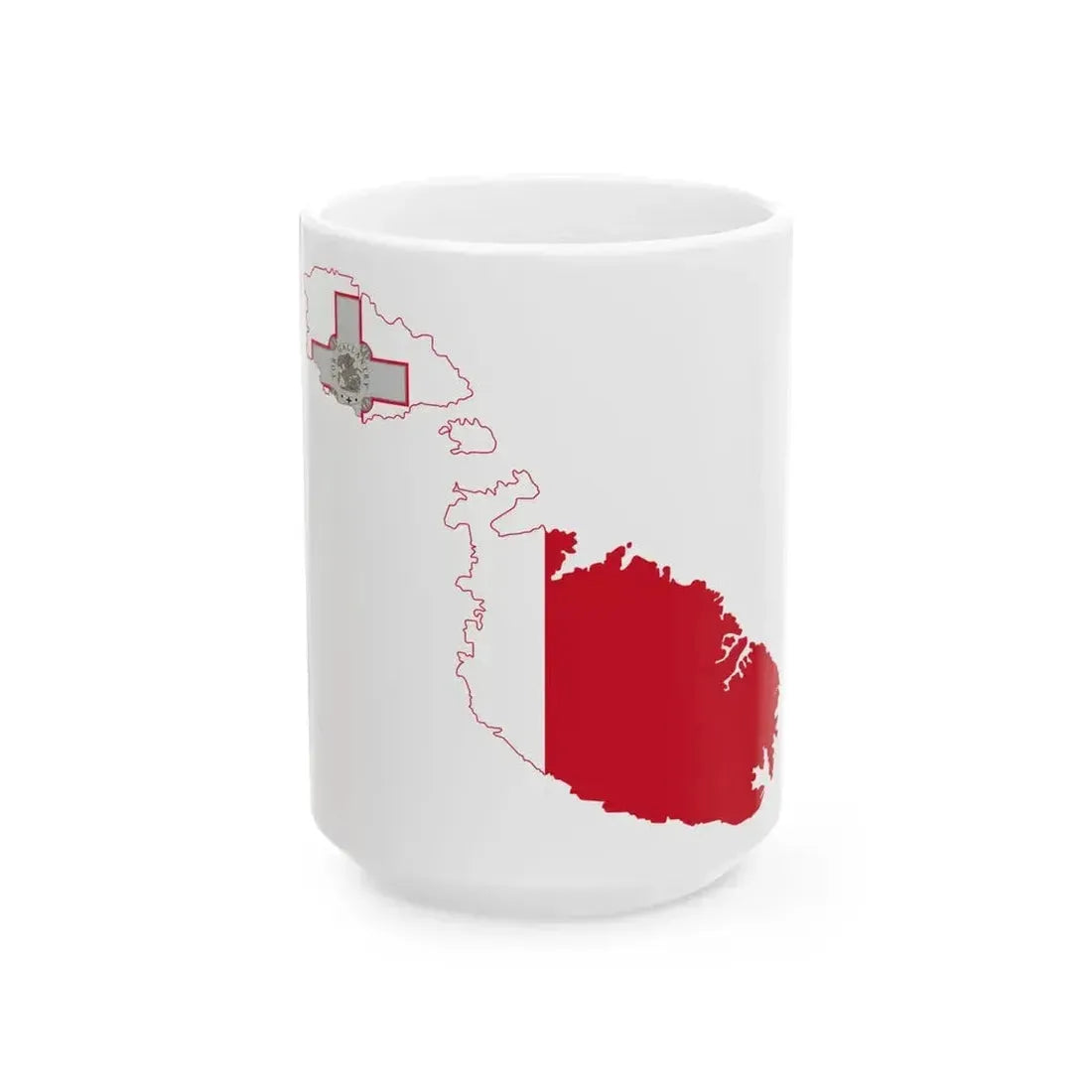 Flag map of Malta (Malta) White Coffee Mug 15oz - Go Mug Yourself