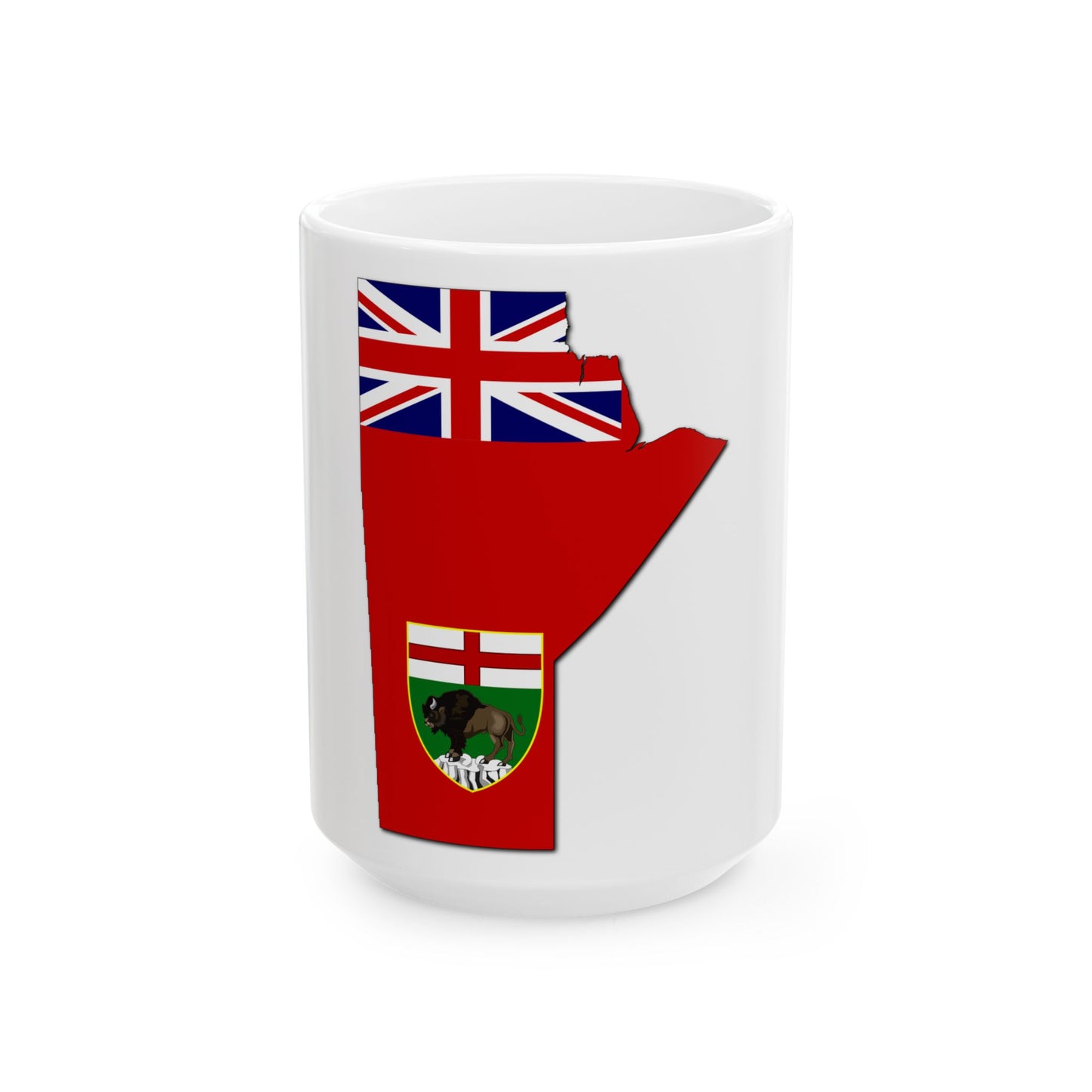 Flag-map of Manitoba (Canada) White Coffee Mug-15oz-Go Mug Yourself