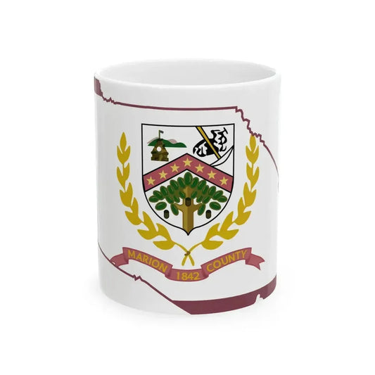 Flag map of Marion County West Virginia (United States) White Coffee Mug 11oz - Go Mug Yourself