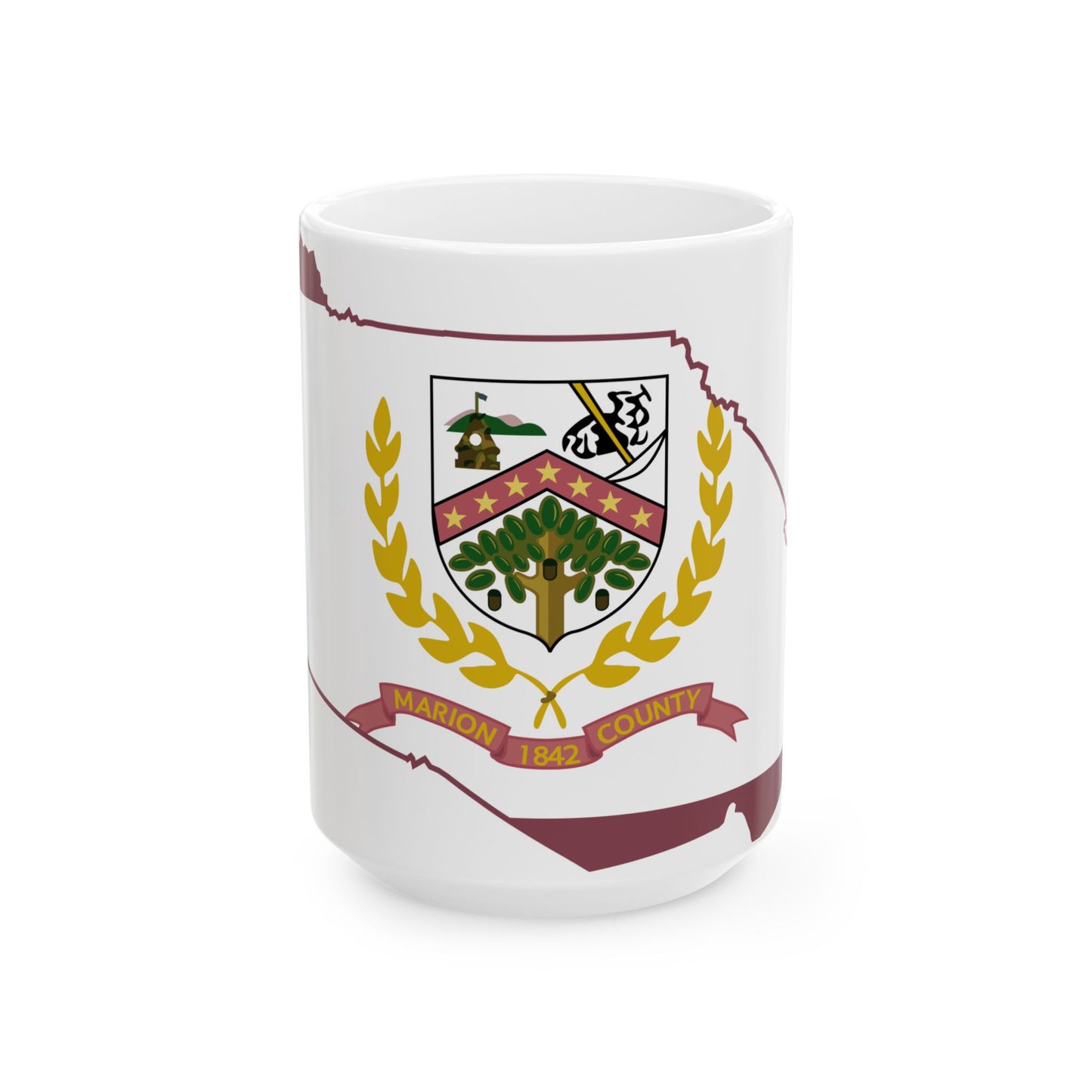Flag map of Marion County West Virginia (United States) White Coffee Mug-15oz-Go Mug Yourself