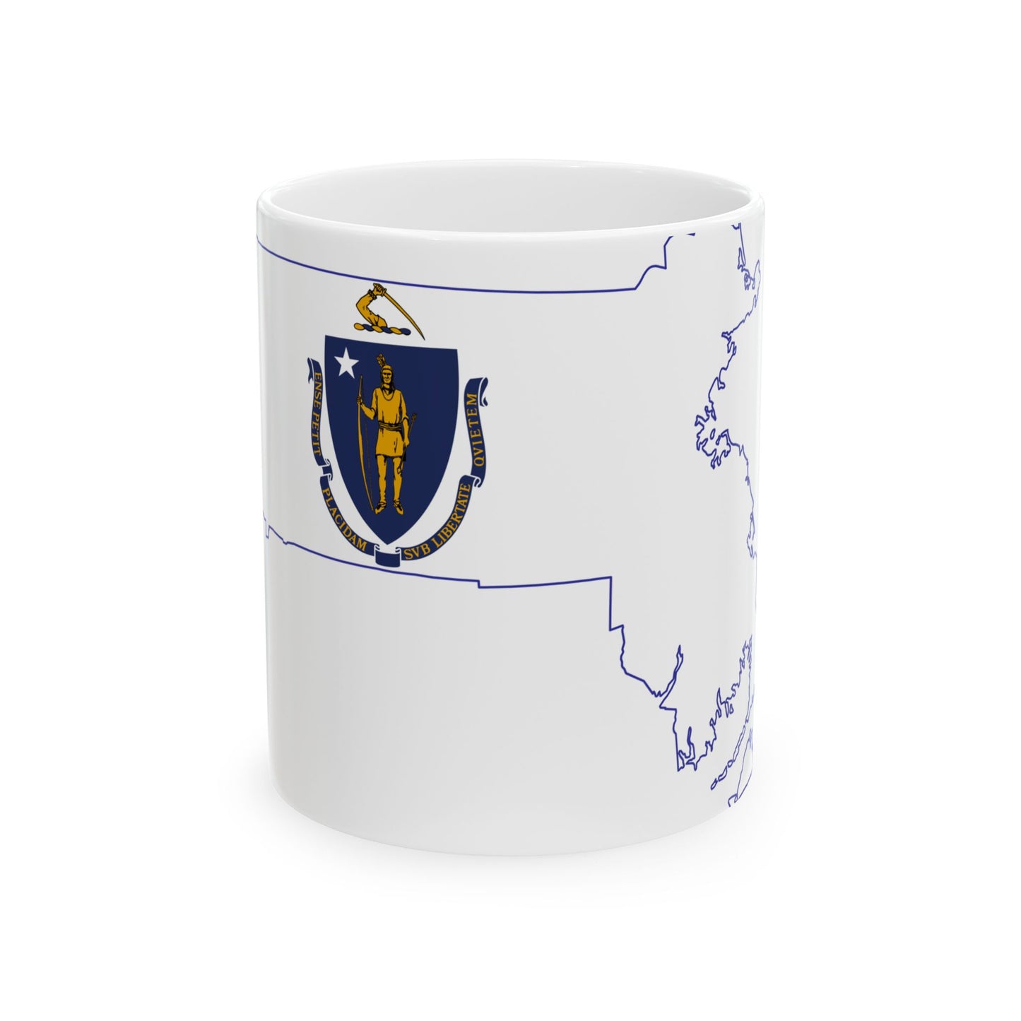 Flag-map of Massachusetts (United States) White Coffee Mug-11oz-Go Mug Yourself