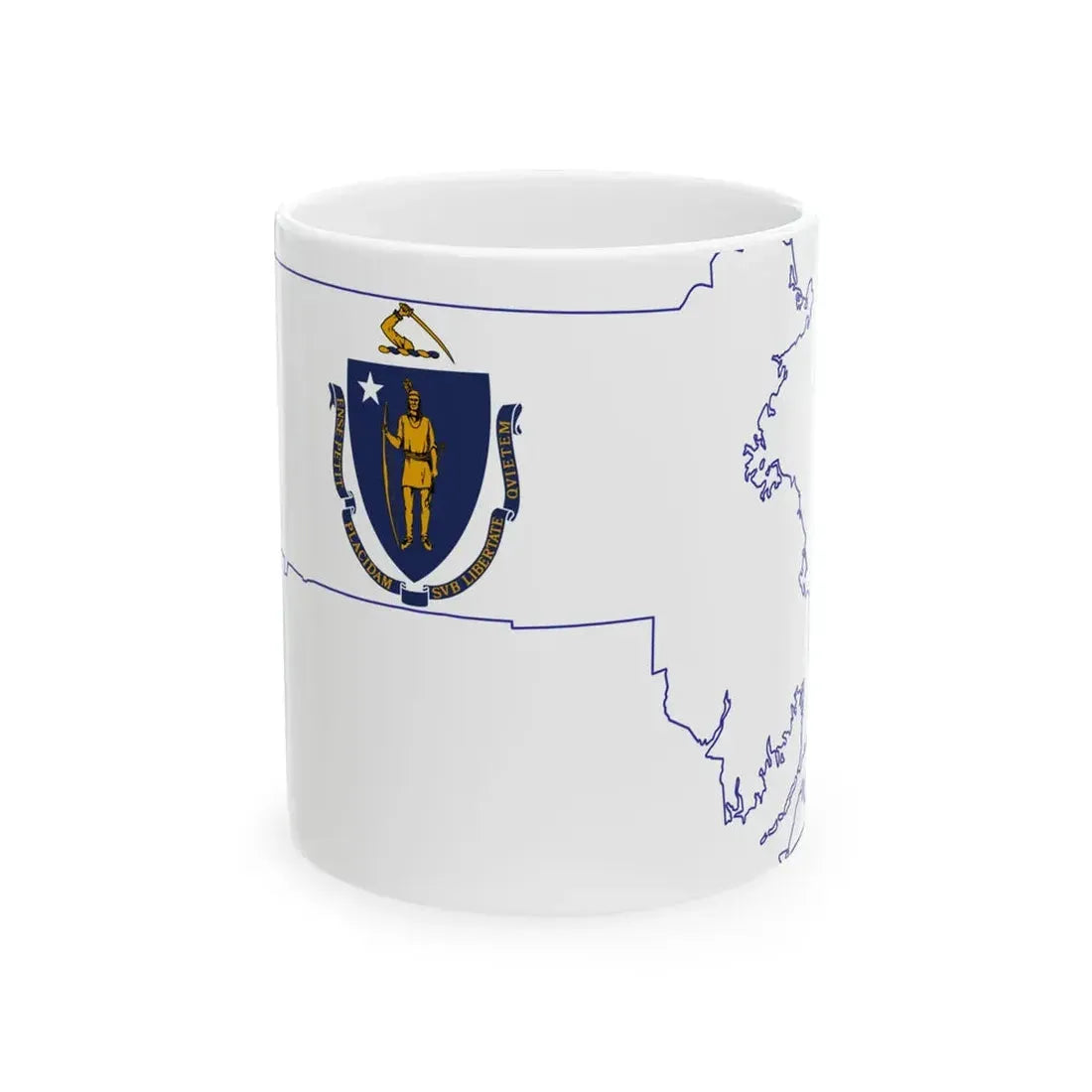 Flag-map of Massachusetts (United States) White Coffee Mug 11oz - Go Mug Yourself