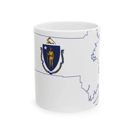 Flag-map of Massachusetts (United States) White Coffee Mug 11oz - Go Mug Yourself