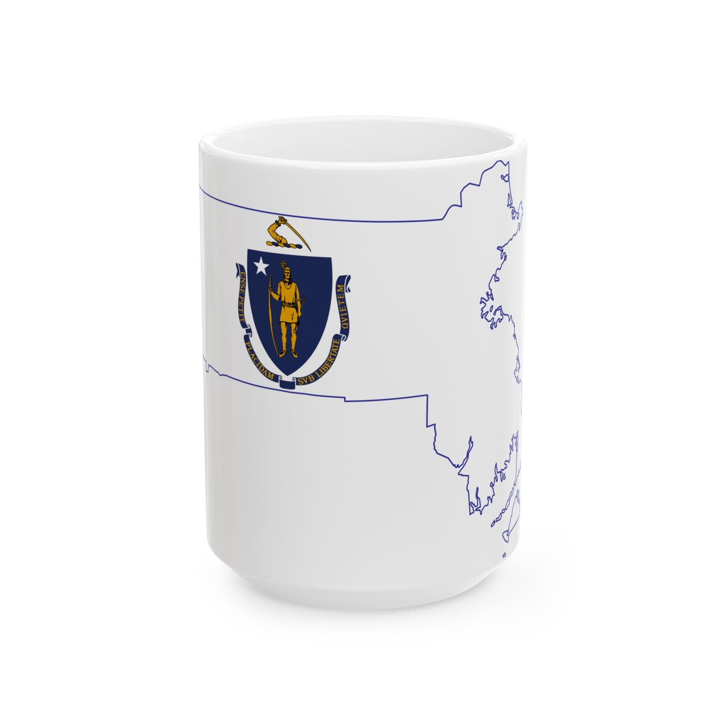 Flag-map of Massachusetts (United States) White Coffee Mug-15oz-Go Mug Yourself