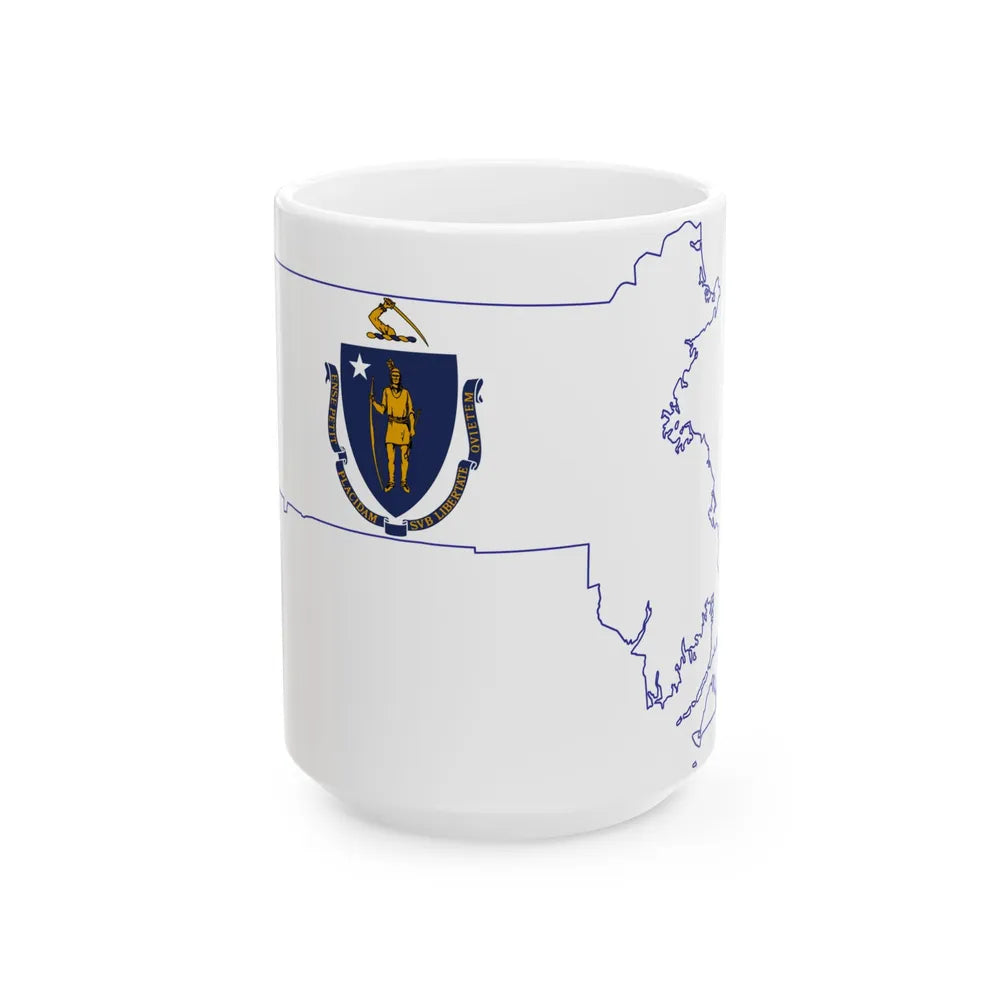 Flag-map of Massachusetts (United States) White Coffee Mug 15oz - Go Mug Yourself