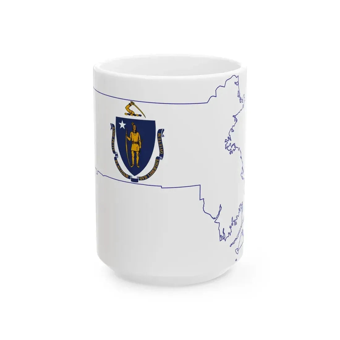 Flag-map of Massachusetts (United States) White Coffee Mug 15oz - Go Mug Yourself