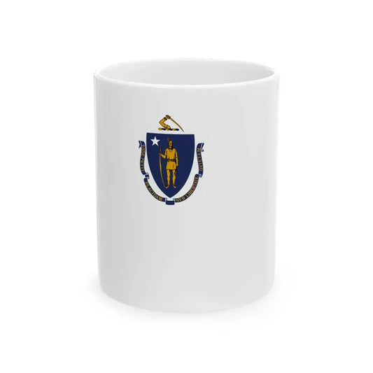 Flag-map of Massachusetts without outline (United States) White Coffee Mug 11oz - Go Mug Yourself