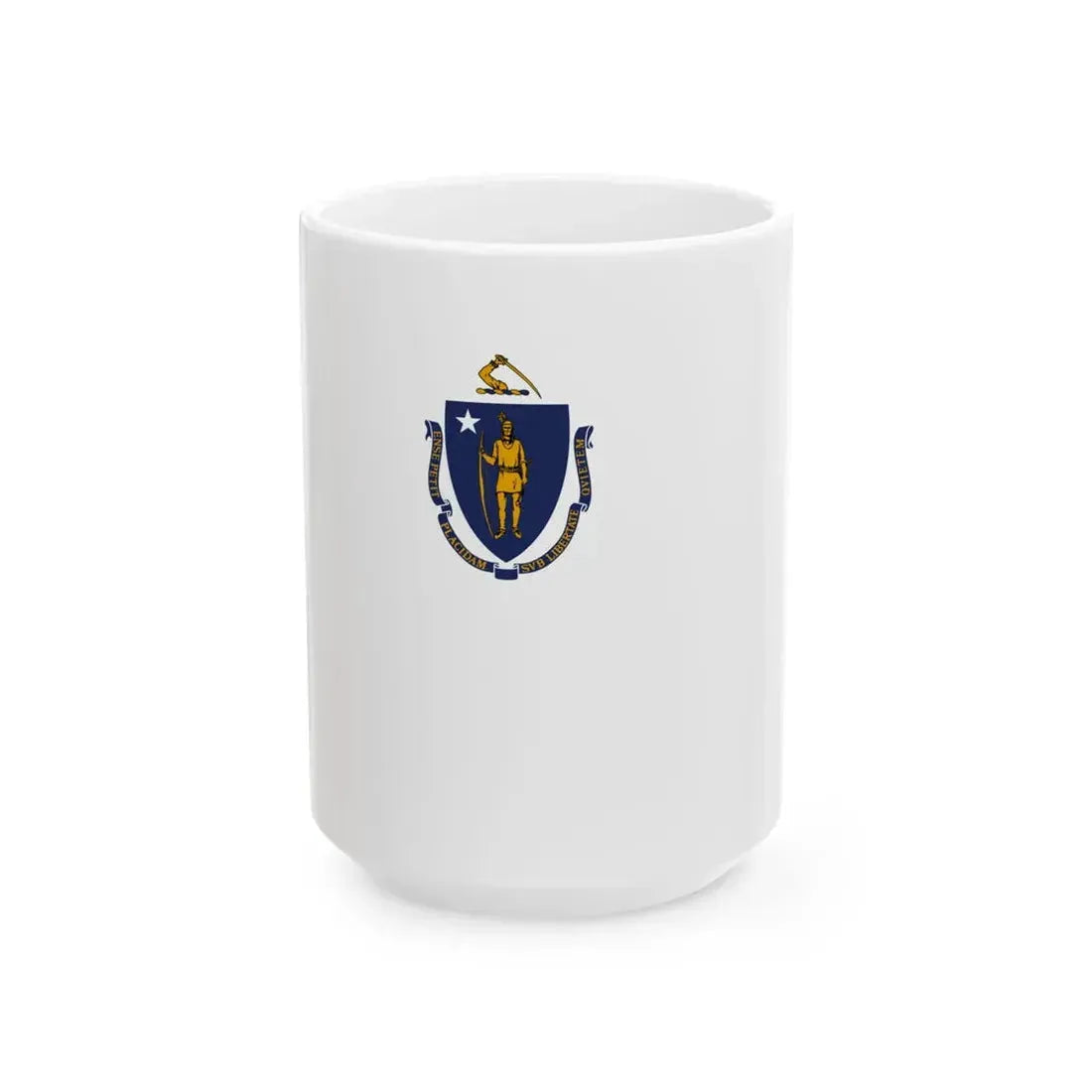 Flag-map of Massachusetts without outline (United States) White Coffee Mug 15oz - Go Mug Yourself