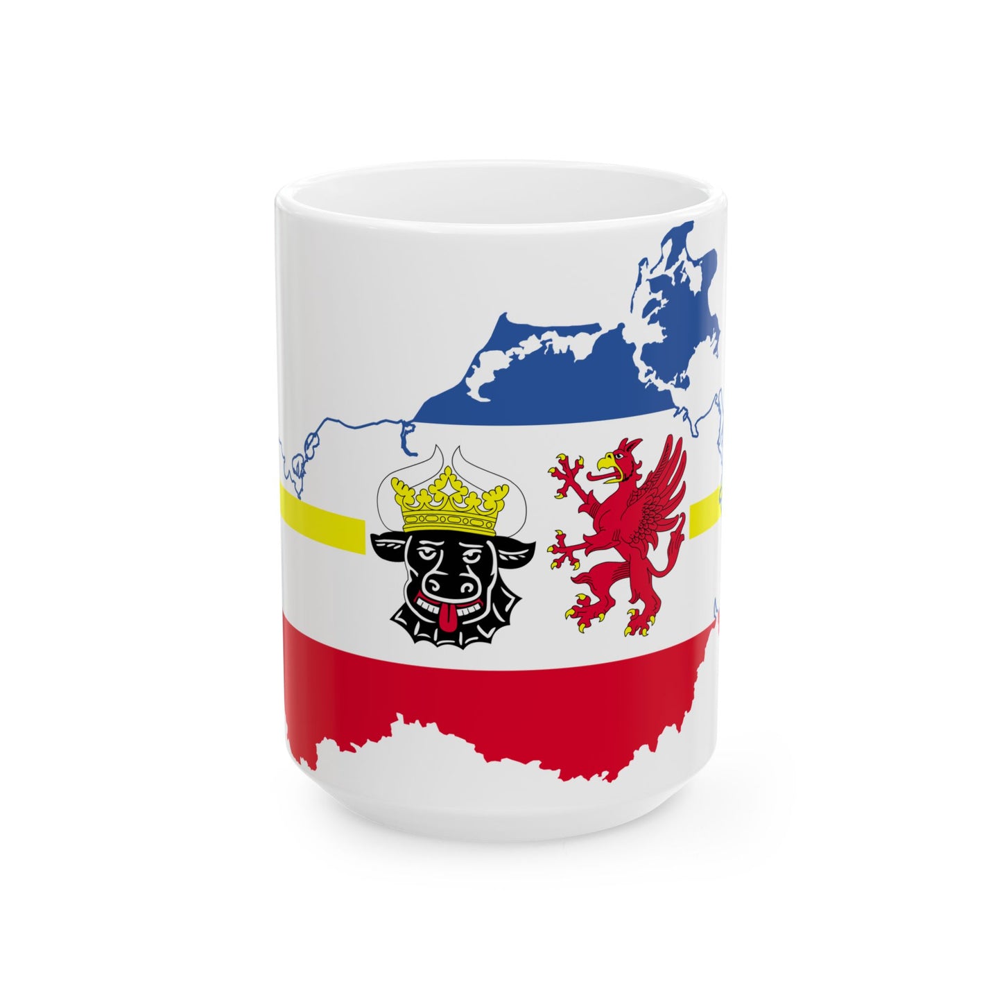 Flag map of MecklenburgVorpommern (Germany) White Coffee Mug-15oz-Go Mug Yourself