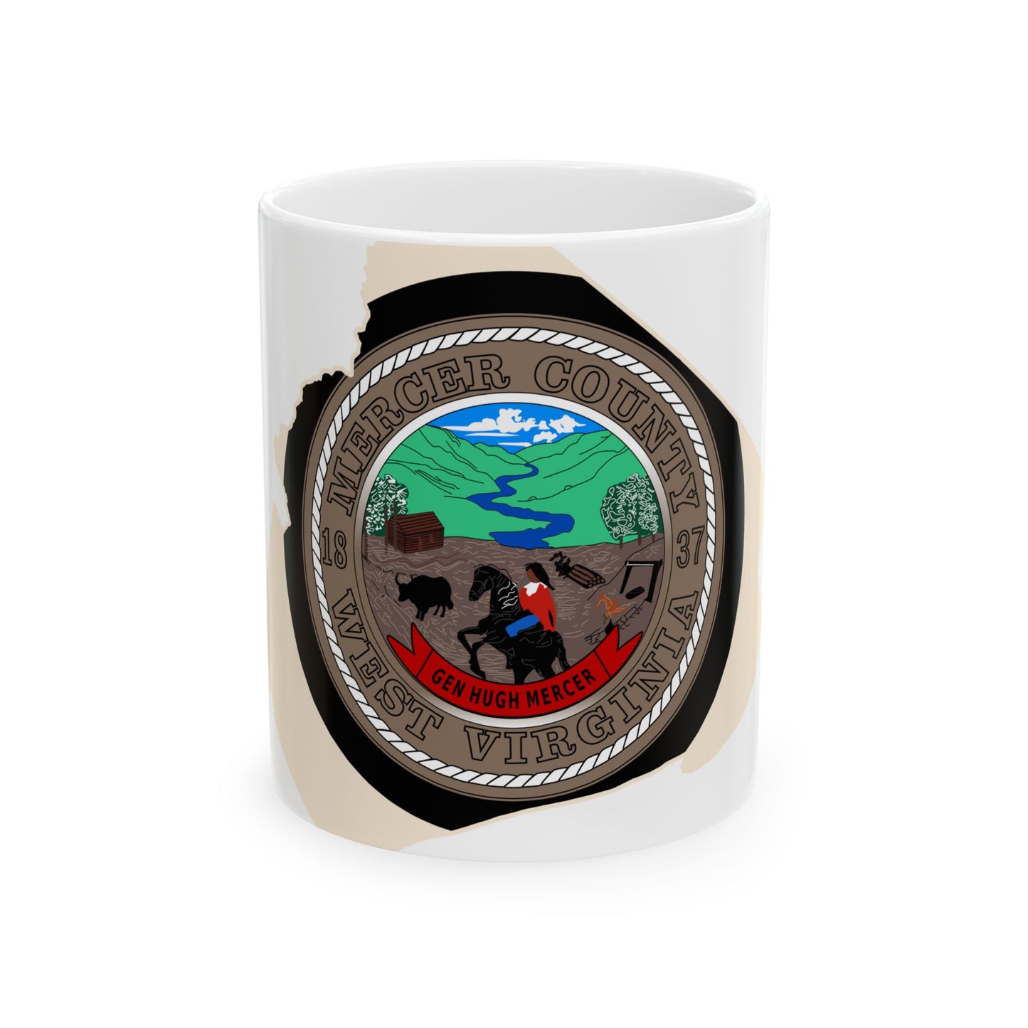 Flag map of Mercer County West Virginia (United States) White Coffee Mug-11oz-Go Mug Yourself