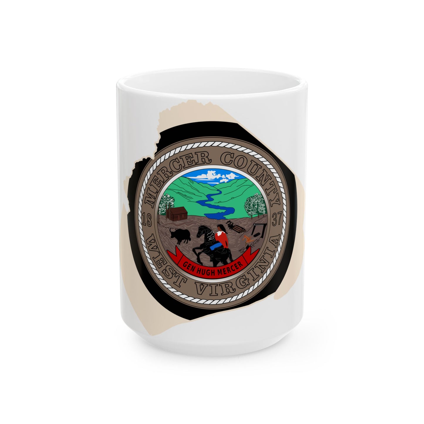 Flag map of Mercer County West Virginia (United States) White Coffee Mug-15oz-Go Mug Yourself