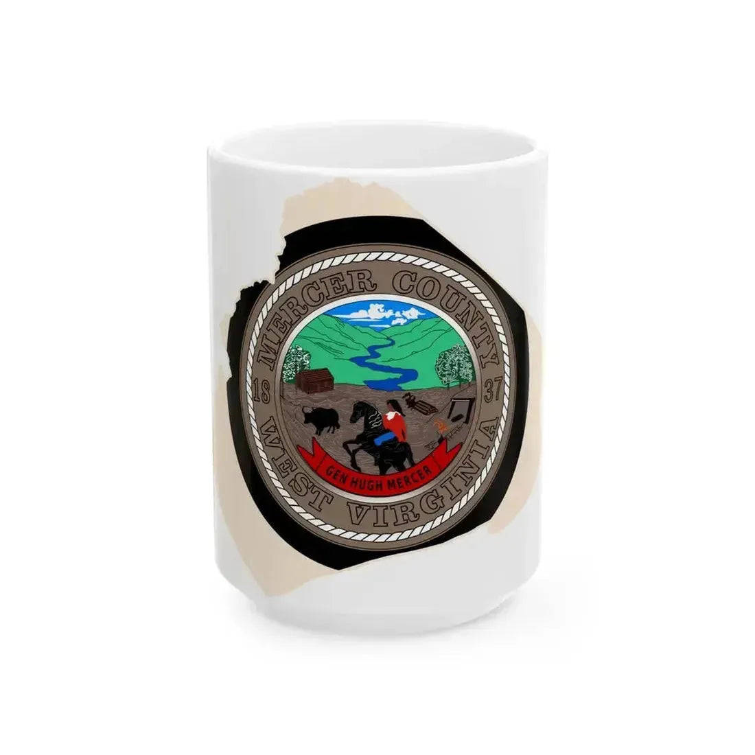 Flag map of Mercer County West Virginia (United States) White Coffee Mug 15oz - Go Mug Yourself
