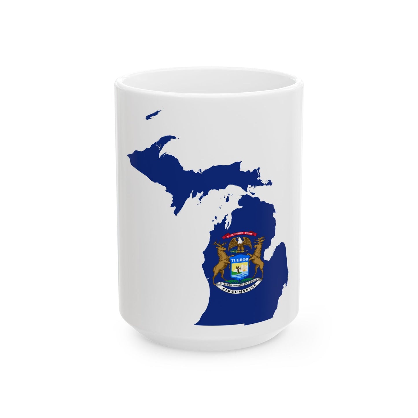 Flag map of Michigan (United States) White Coffee Mug-15oz-Go Mug Yourself