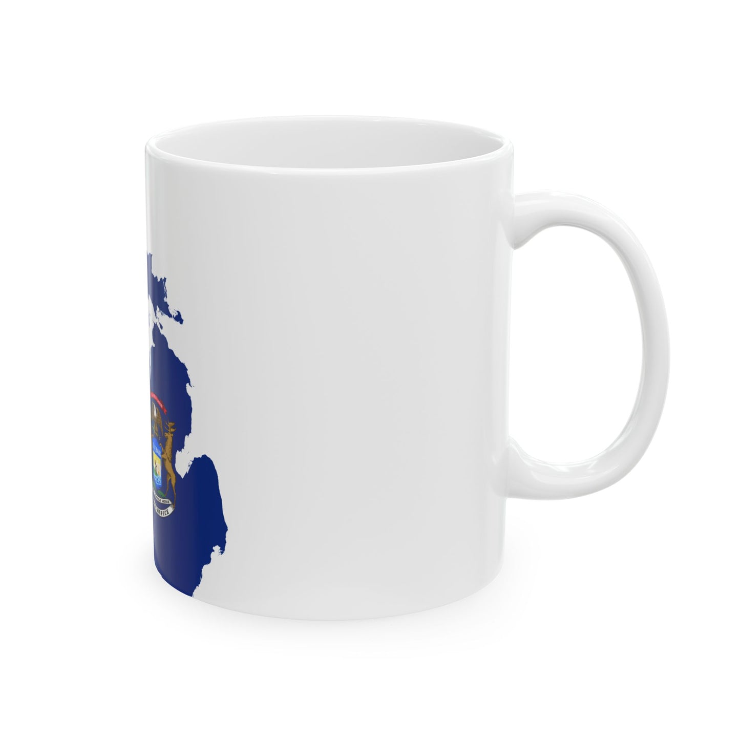 Flag map of Michigan (United States) White Coffee Mug-Go Mug Yourself