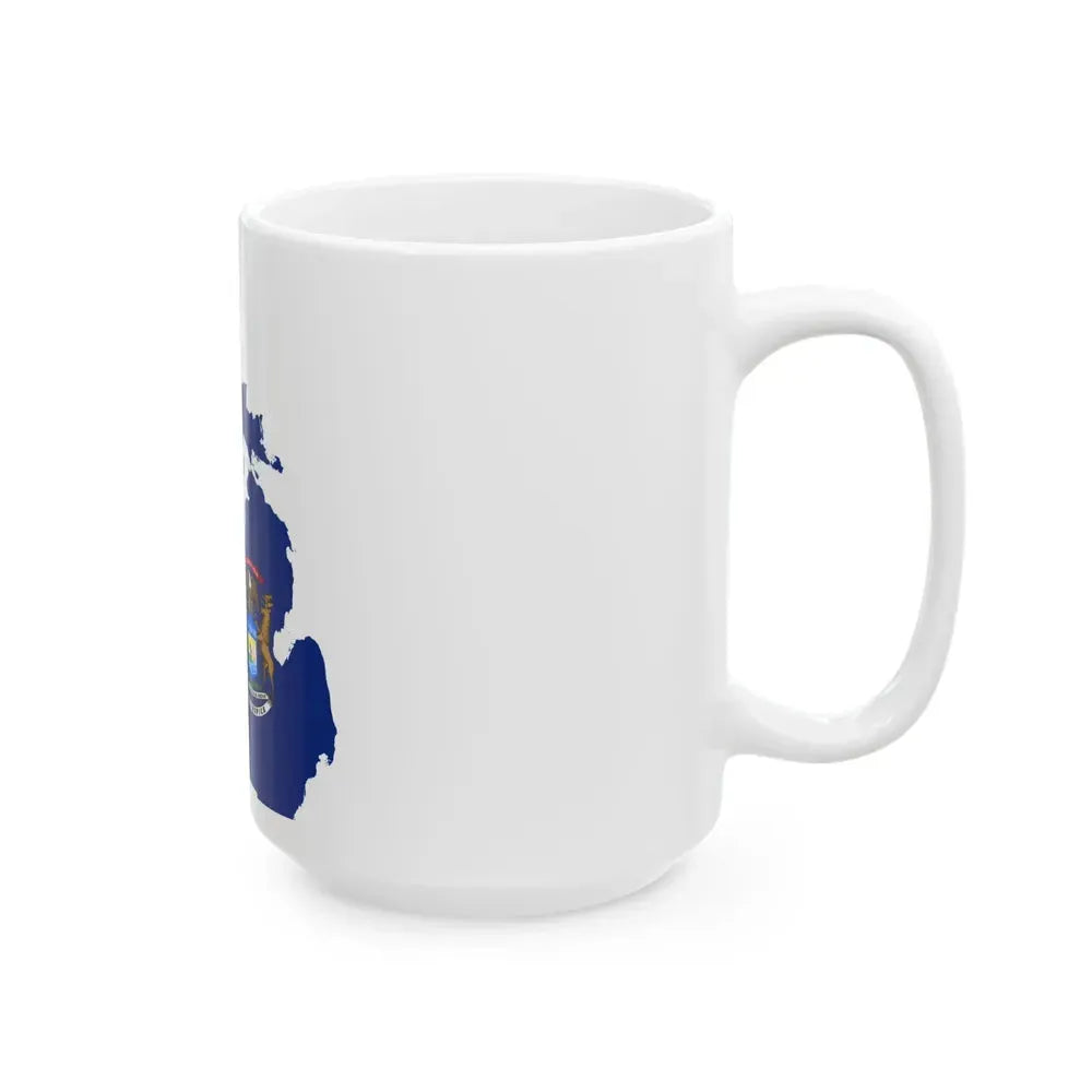 Flag map of Michigan (United States) White Coffee Mug - Go Mug Yourself