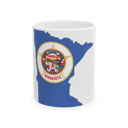Flag map of Minnesota 1983-2024 (United States) White Coffee Mug 11oz - Go Mug Yourself