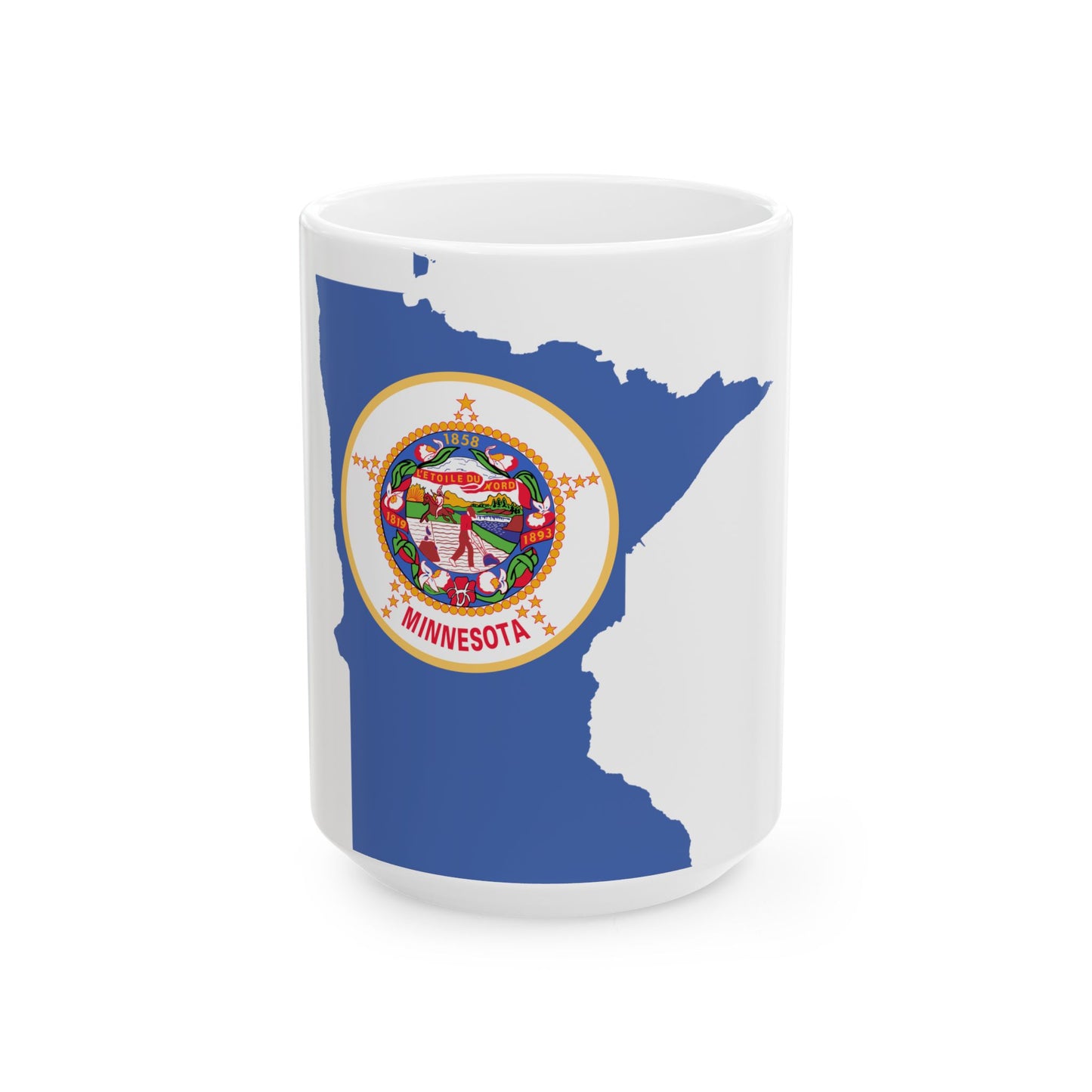 Flag map of Minnesota 1983-2024 (United States) White Coffee Mug-15oz-Go Mug Yourself