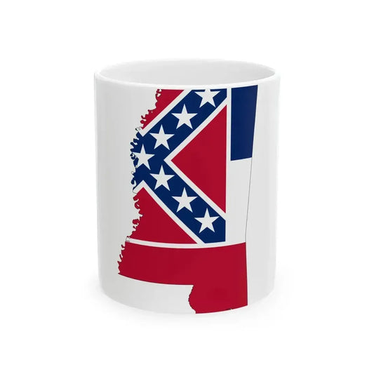 Flag map of Mississippi 1894-2020 (United States) White Coffee Mug 11oz - Go Mug Yourself