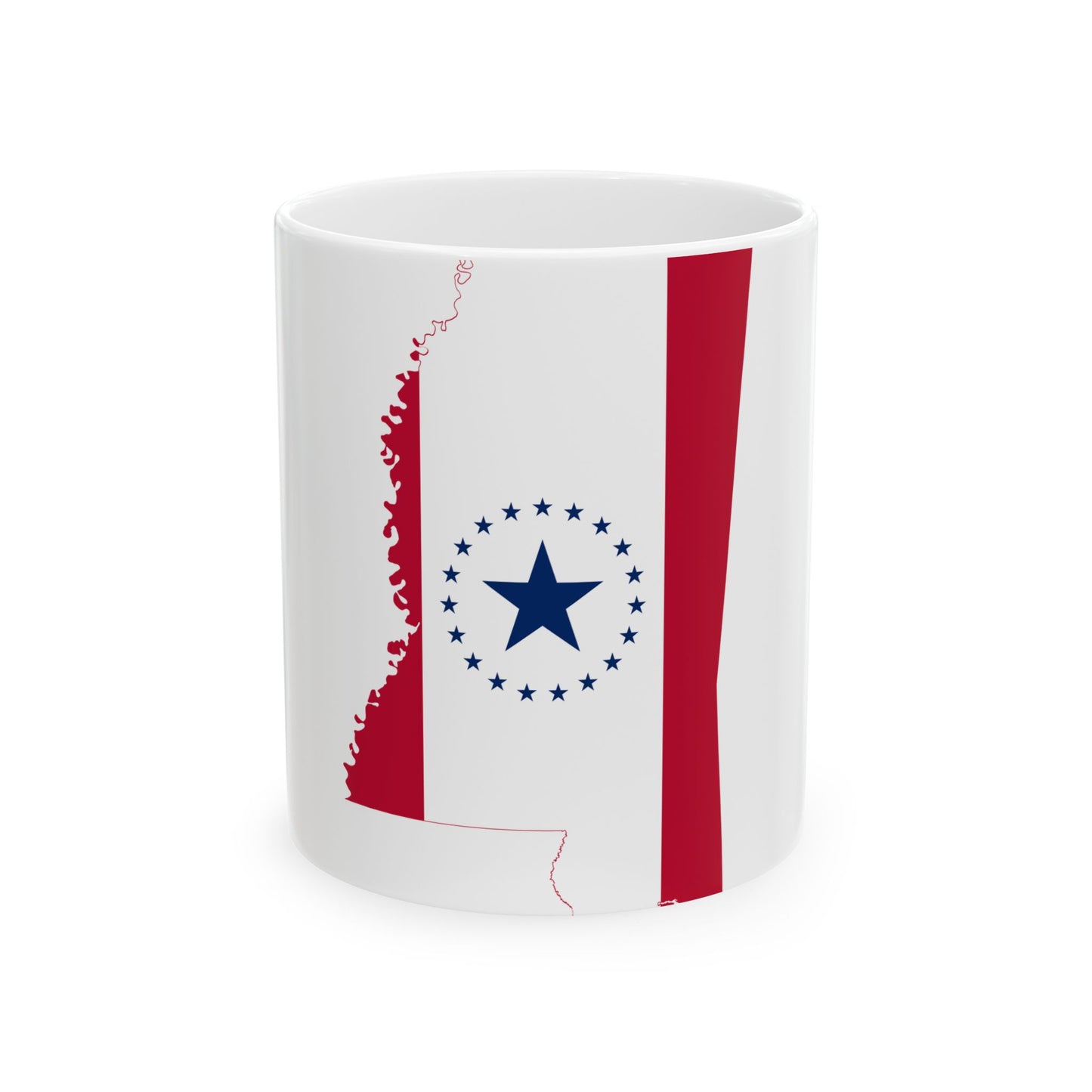 Flag map of Mississippi Hospitality Flag (United States) White Coffee Mug-11oz-Go Mug Yourself