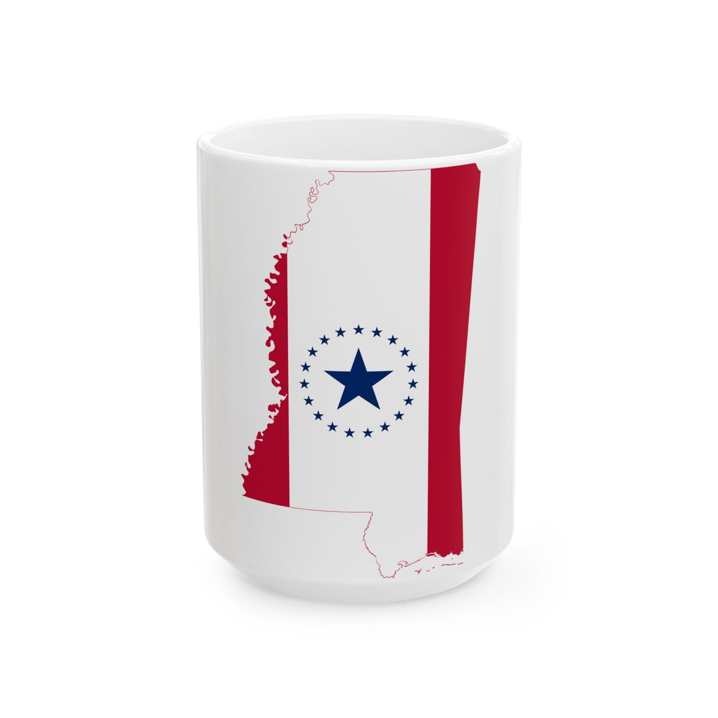 Flag map of Mississippi Hospitality Flag (United States) White Coffee Mug-15oz-Go Mug Yourself