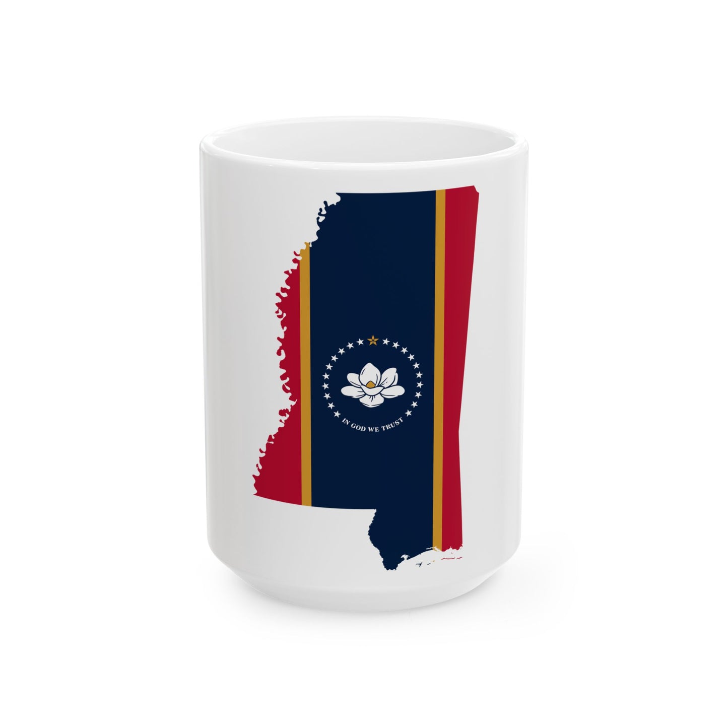 Flag map of Mississippi (United States) White Coffee Mug-15oz-Go Mug Yourself