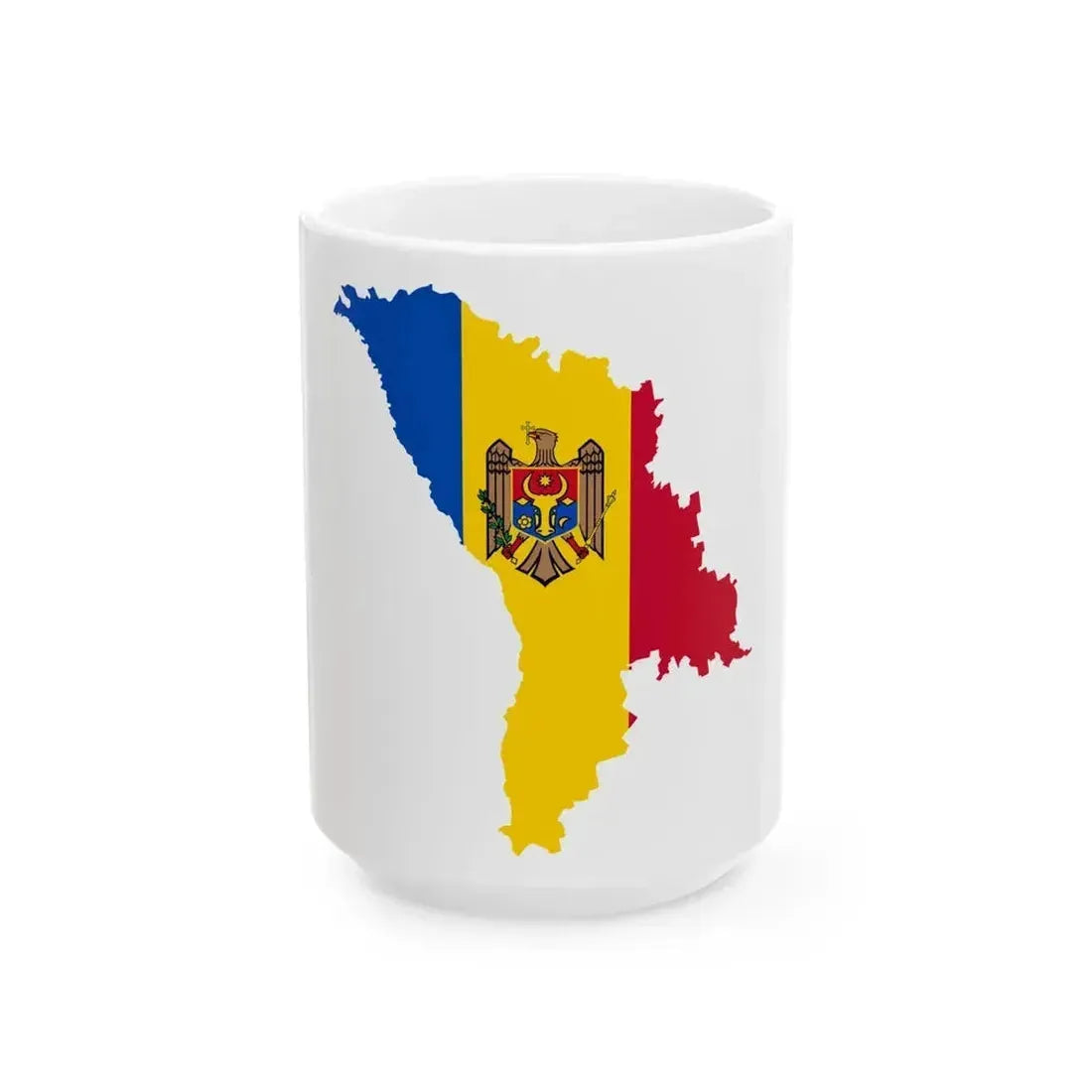 Flag map of Moldova (Moldova) White Coffee Mug 15oz - Go Mug Yourself