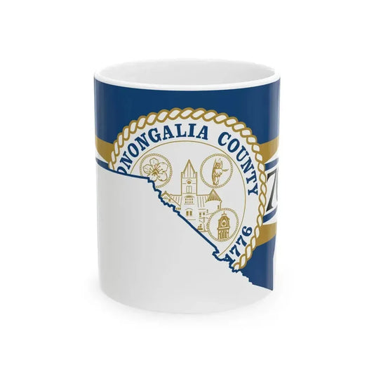 Flag map of Monongalia County West Virginia (United States) White Coffee Mug 11oz - Go Mug Yourself