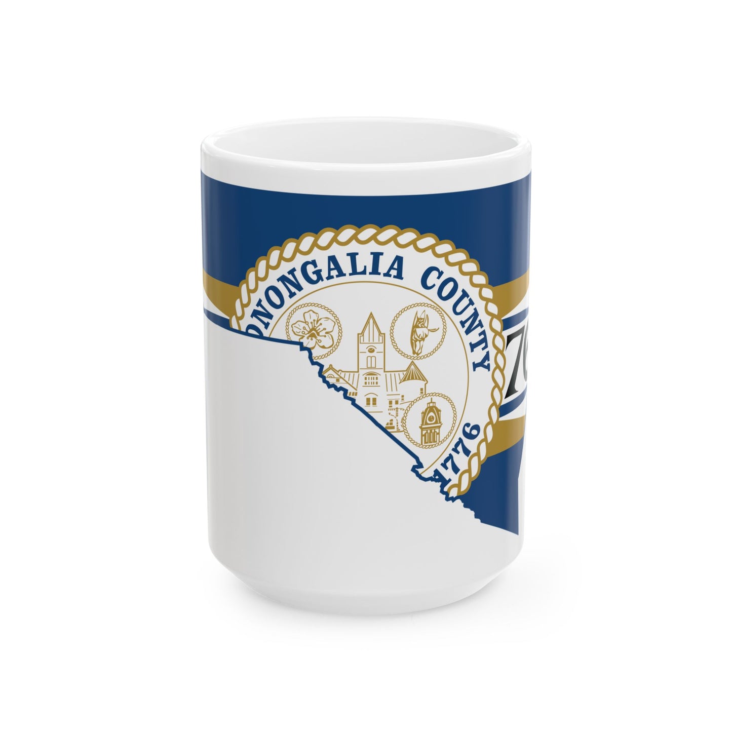 Flag map of Monongalia County West Virginia (United States) White Coffee Mug-15oz-Go Mug Yourself
