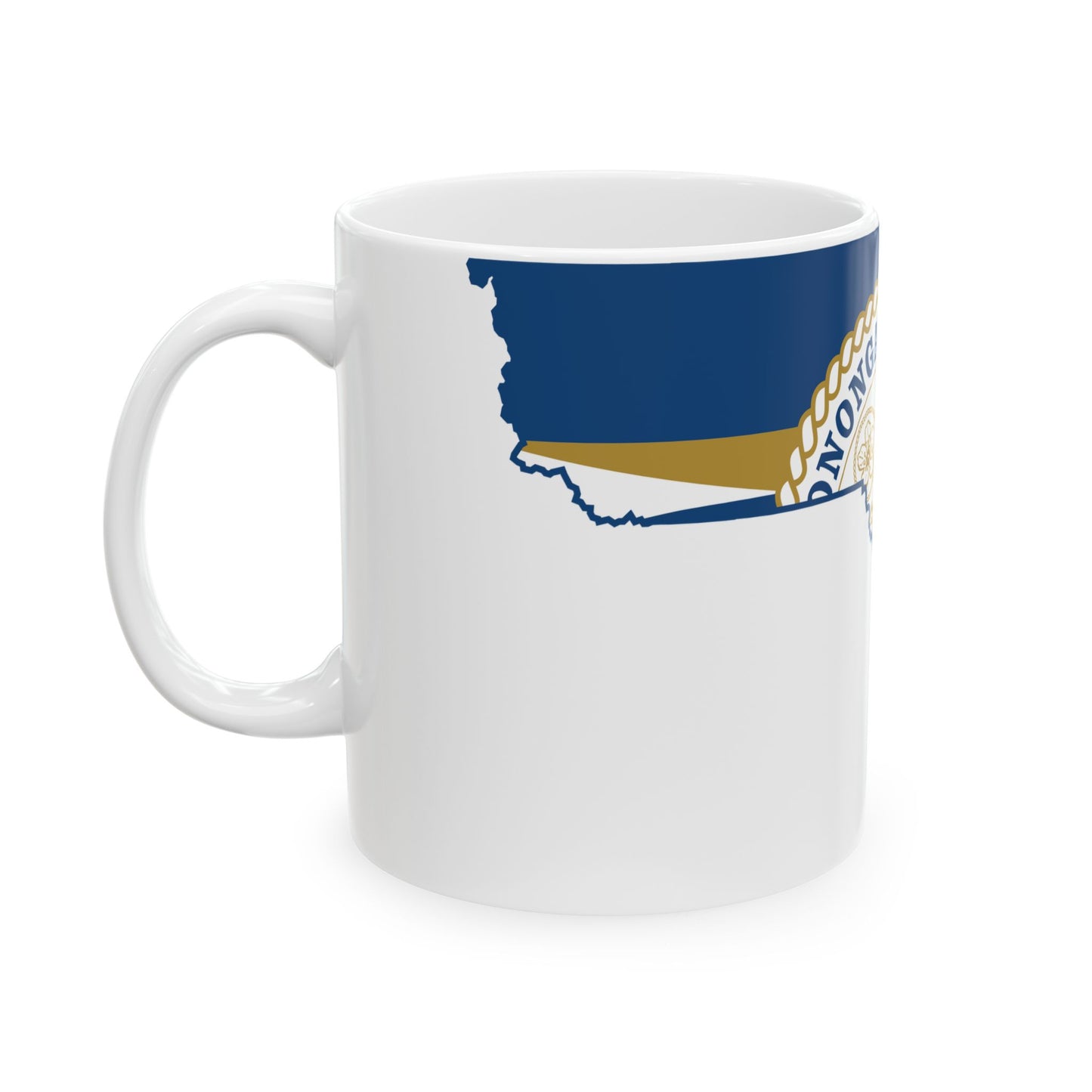 Flag map of Monongalia County West Virginia (United States) White Coffee Mug-Go Mug Yourself