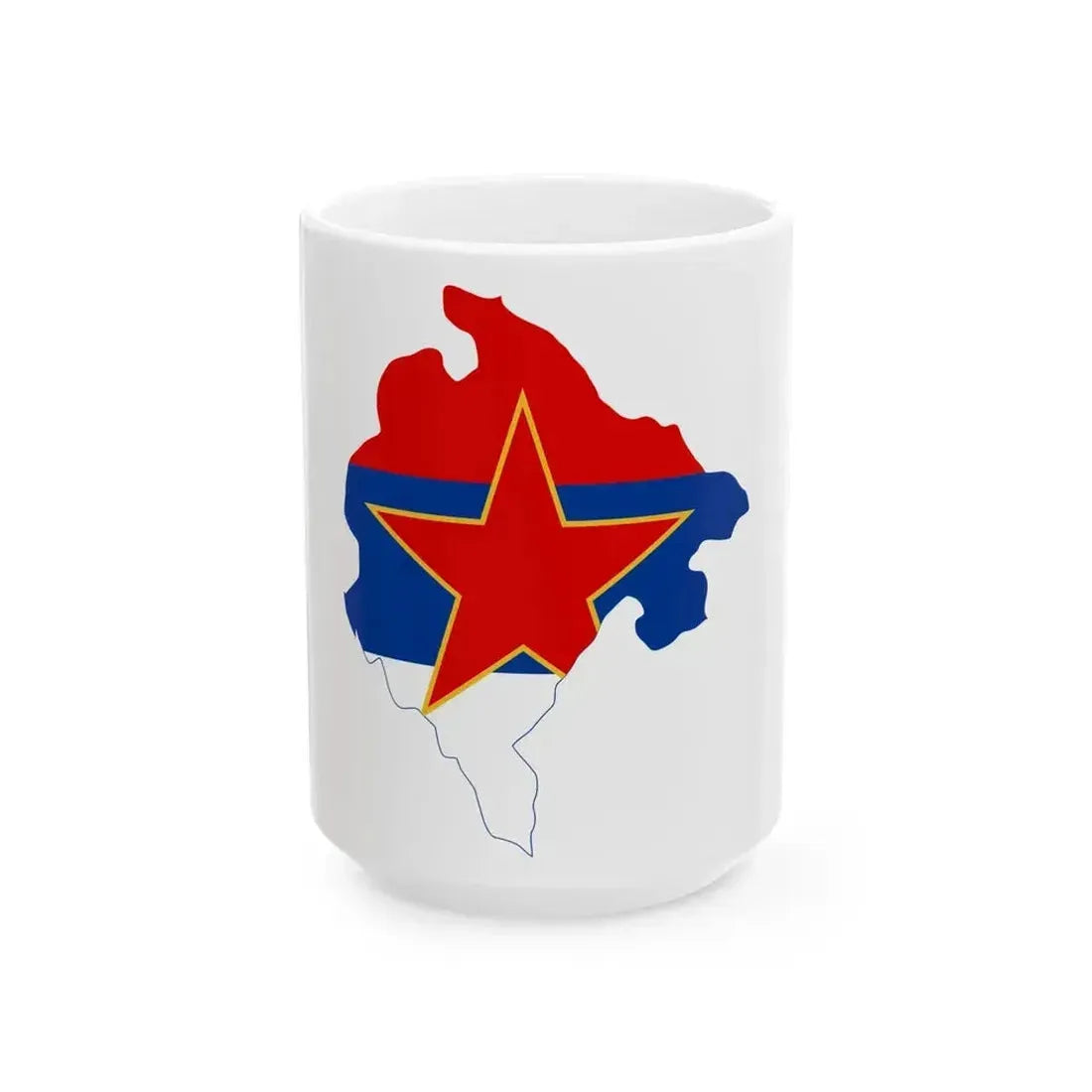 Flag map of Montenegro 1946-1993 (Montenegro) White Coffee Mug 15oz - Go Mug Yourself