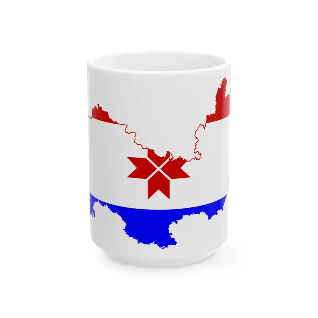 Flag-map of Mordovia (Russia) White Coffee Mug 15oz - Go Mug Yourself