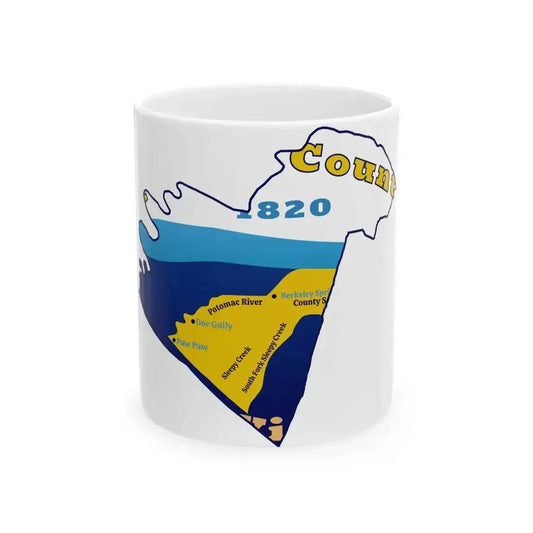 Flag map of Morgan County West Virginia (United States) White Coffee Mug 11oz - Go Mug Yourself