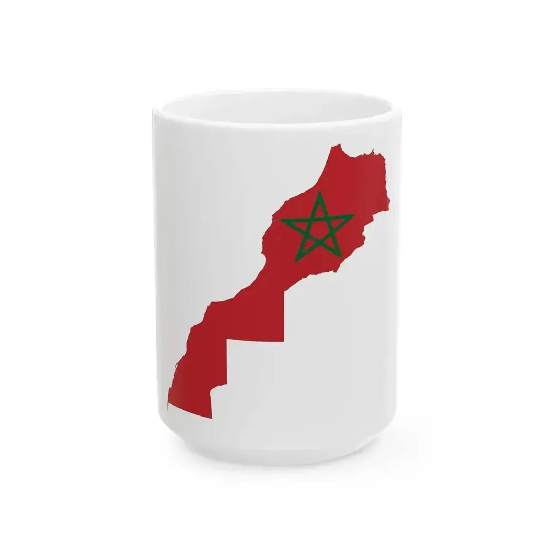 Flag Map of Morocco bordered (Morocco) White Coffee Mug 15oz - Go Mug Yourself
