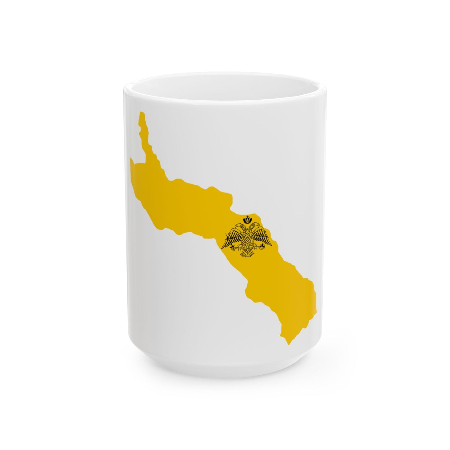 Flag-map of Mount Athos de facto (Greece) White Coffee Mug-15oz-Go Mug Yourself