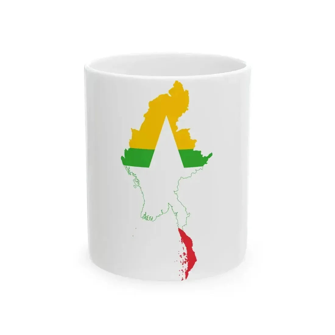 Flag map of Myanmar (Myanmar) White Coffee Mug 11oz - Go Mug Yourself