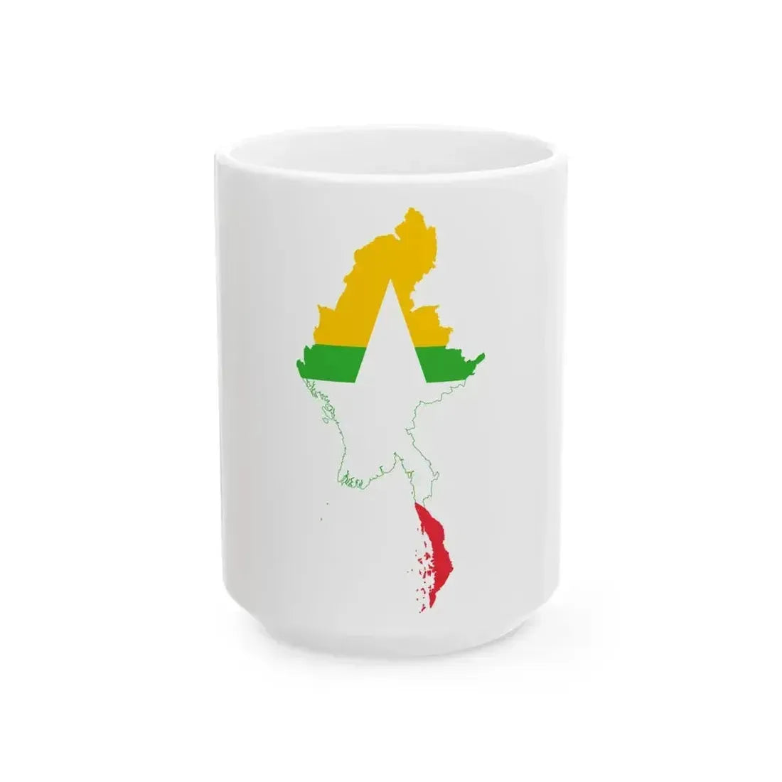 Flag map of Myanmar (Myanmar) White Coffee Mug 15oz - Go Mug Yourself