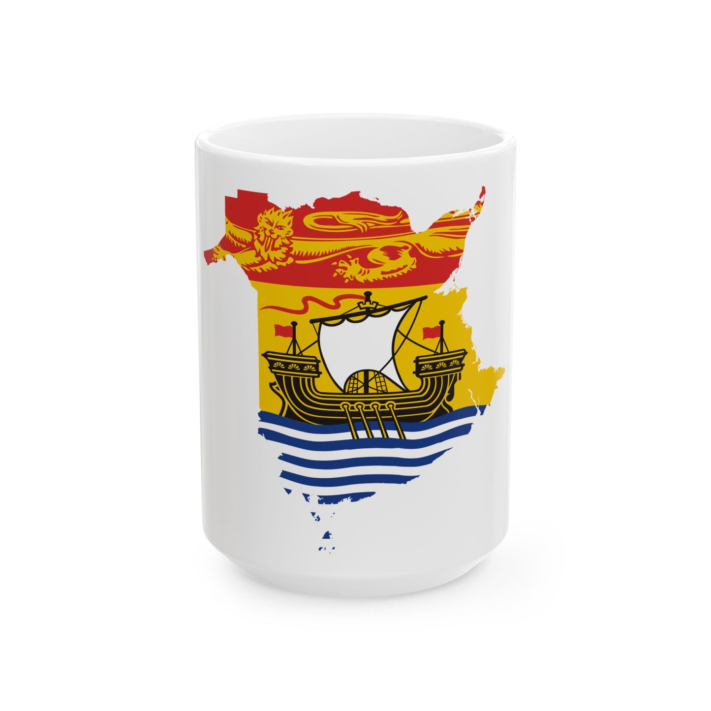 Flag-map of New Brunswick (Canada) White Coffee Mug-15oz-Go Mug Yourself