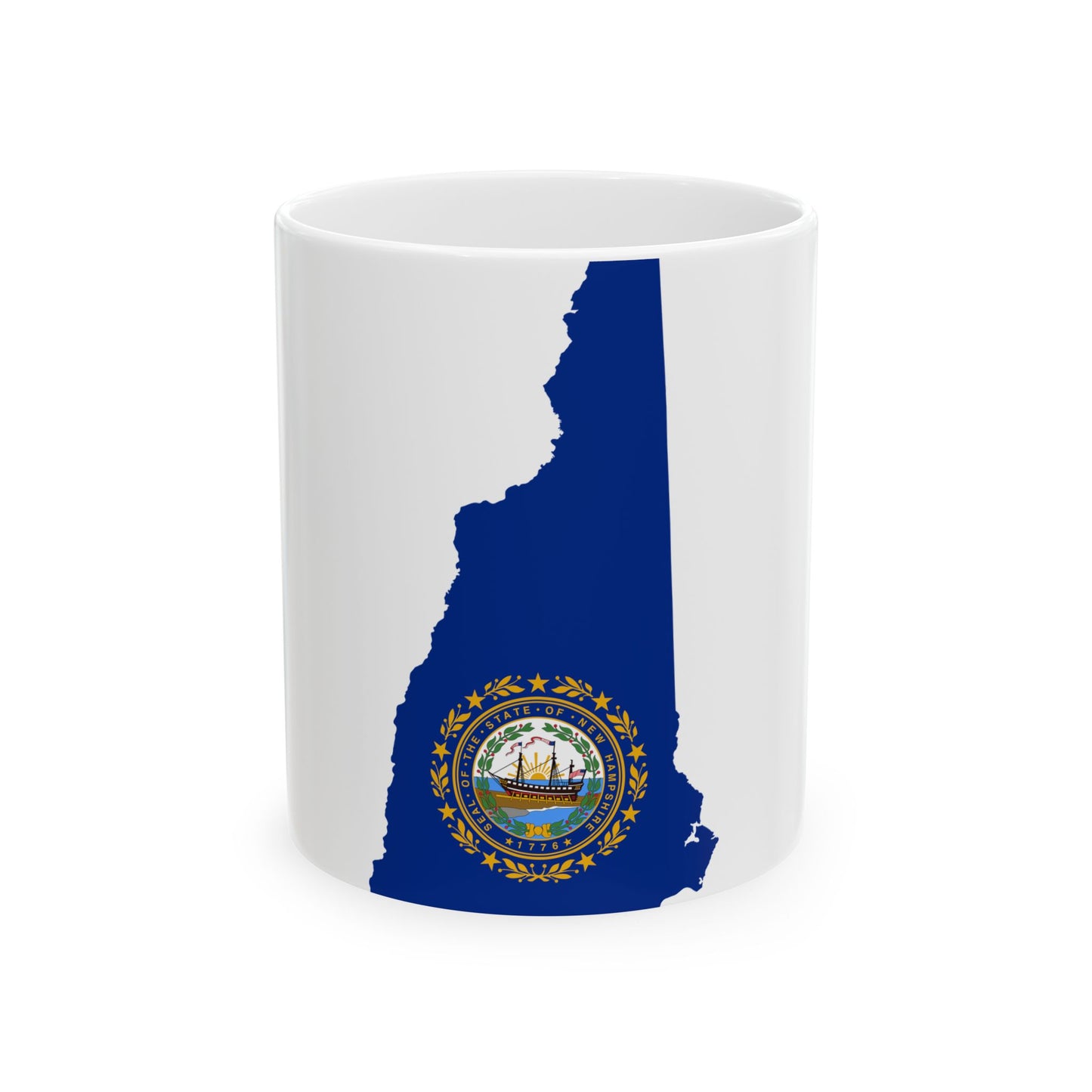 Flag map of New Hampshire (United States) White Coffee Mug-11oz-Go Mug Yourself
