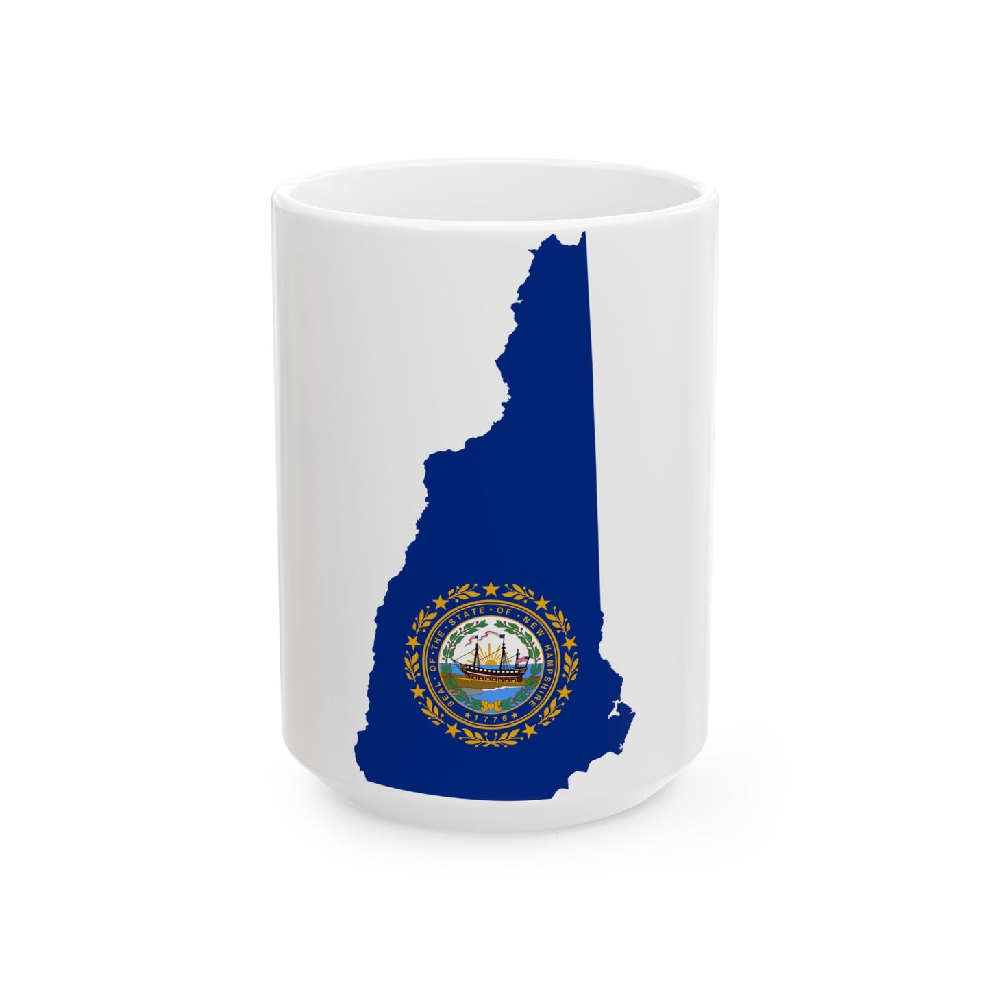 Flag map of New Hampshire (United States) White Coffee Mug-15oz-Go Mug Yourself