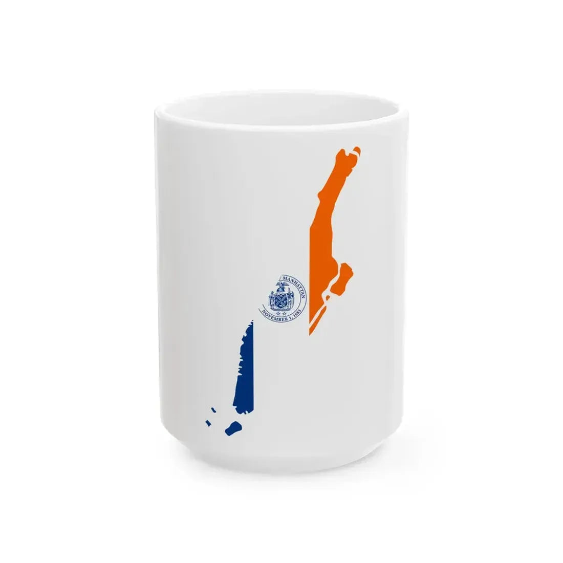 Flag-map of New York County New York (United States) White Coffee Mug 15oz - Go Mug Yourself