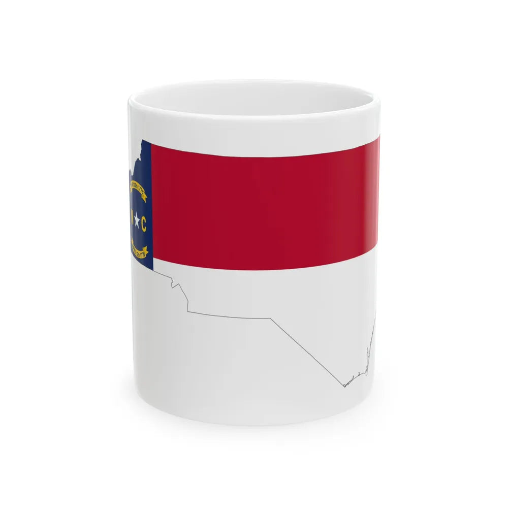 Flag-map of North Carolina (United States) White Coffee Mug 11oz - Go Mug Yourself
