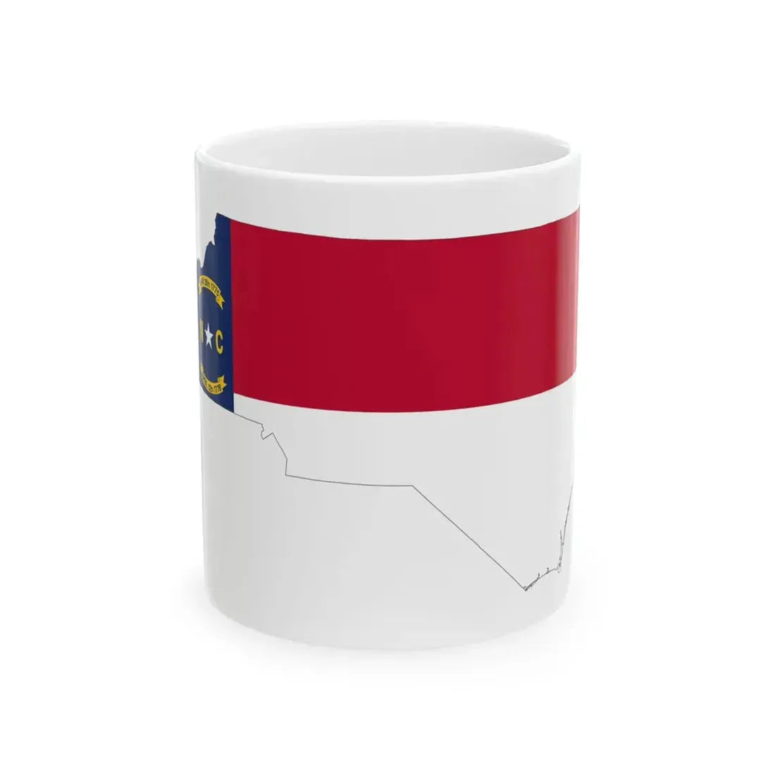Flag-map of North Carolina (United States) White Coffee Mug 11oz - Go Mug Yourself