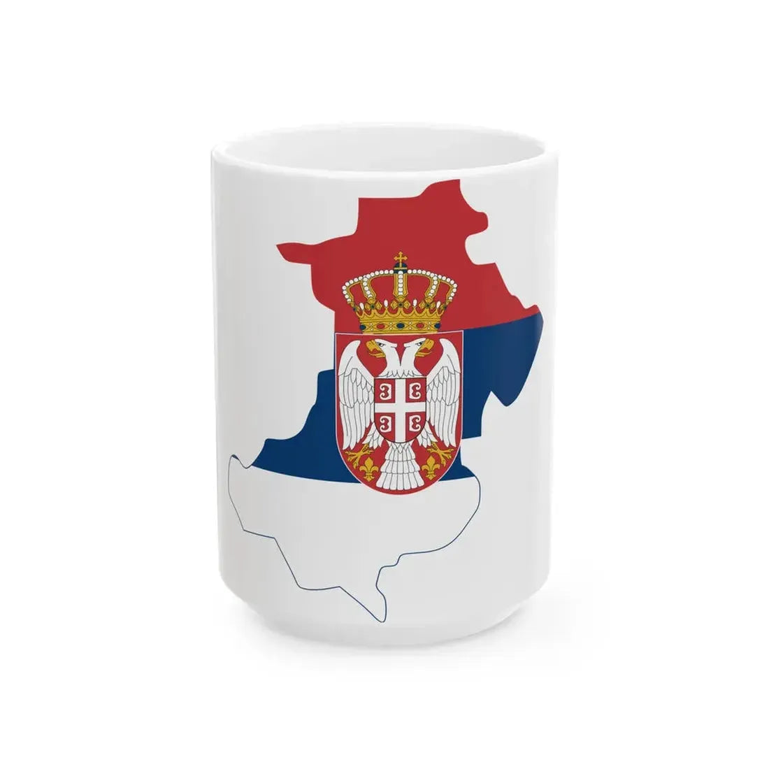 Flag-map of North Kosovo Serbia (Serbia) White Coffee Mug 15oz - Go Mug Yourself