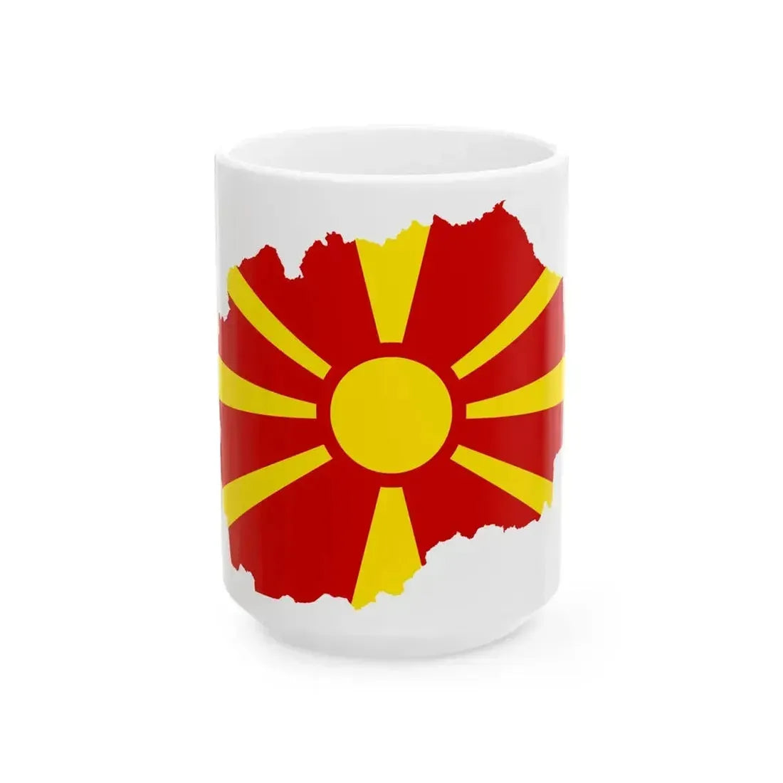 Flag map of North Macedonia (North Macedonia) White Coffee Mug 15oz - Go Mug Yourself