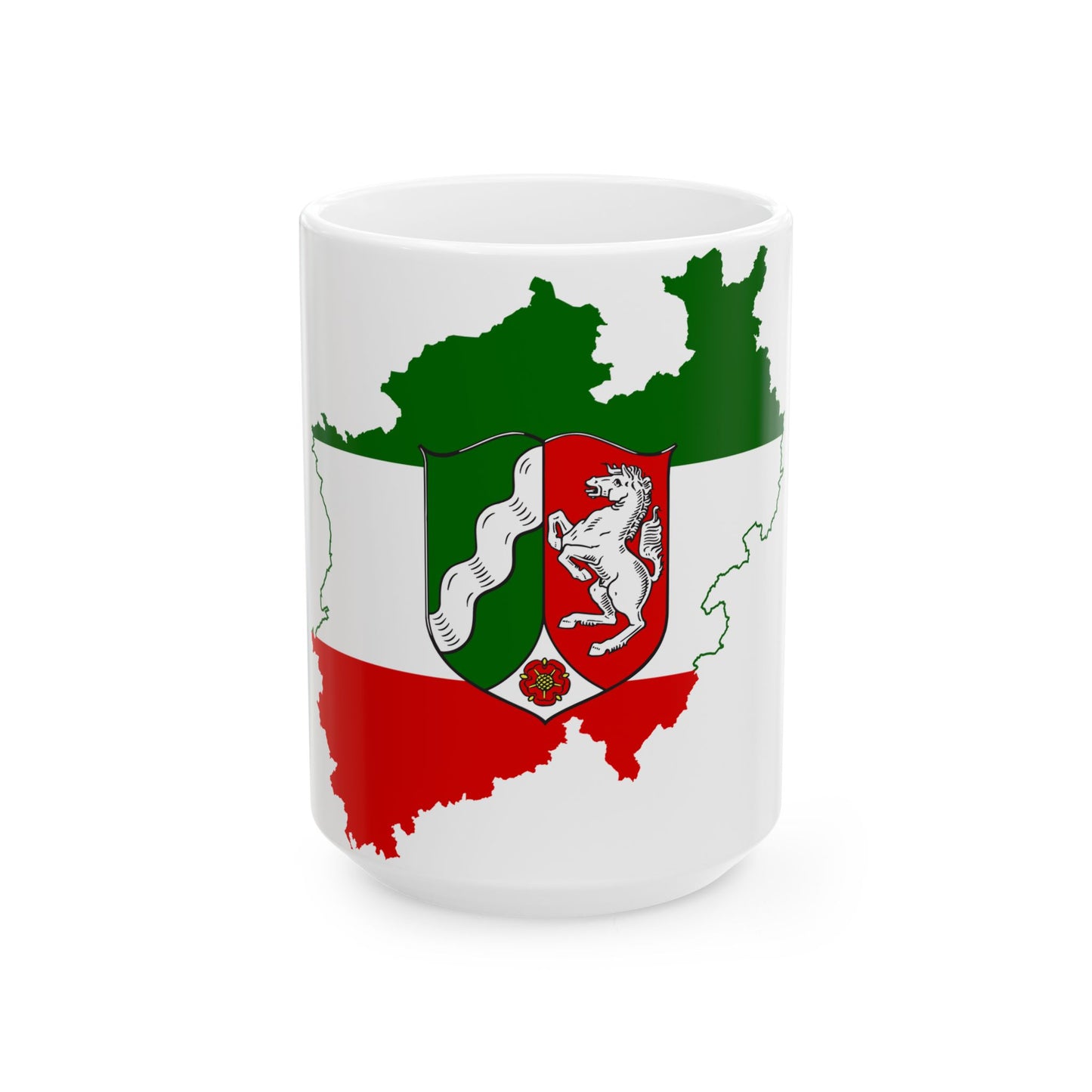 Flag map of North Rhine-Westphalia (Germany) White Coffee Mug-15oz-Go Mug Yourself