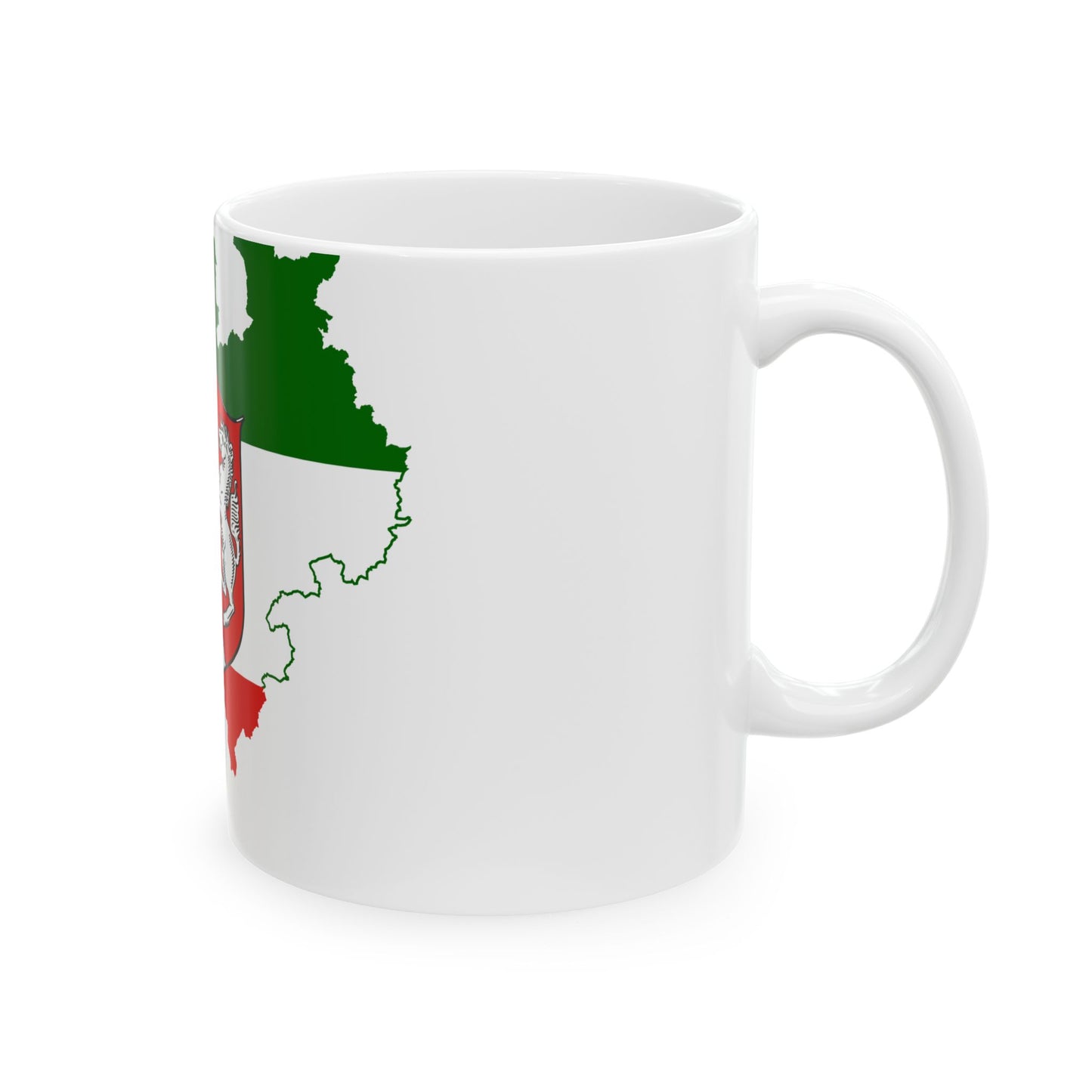 Flag map of North Rhine-Westphalia (Germany) White Coffee Mug-Go Mug Yourself